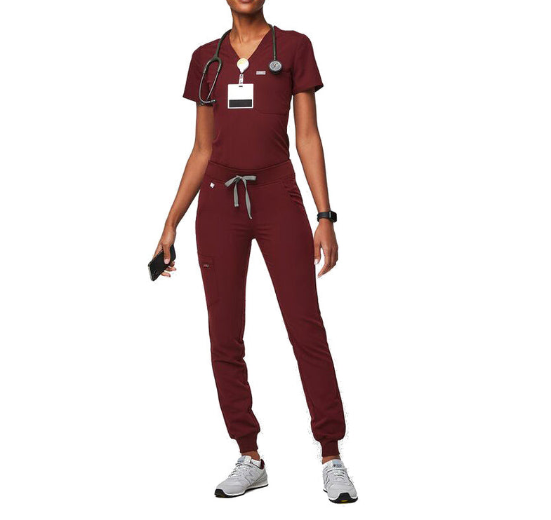 FIGS Women's Zamora Jogger Scrub Pants Burgundy