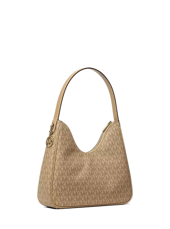 Michael Kors Women's Nayla Small Signature Logo Hobo Shoulder Bag Camel/Gold