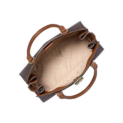 Michael Kors Women's Landon Medium Logo Satchel Bag Brown/Gold