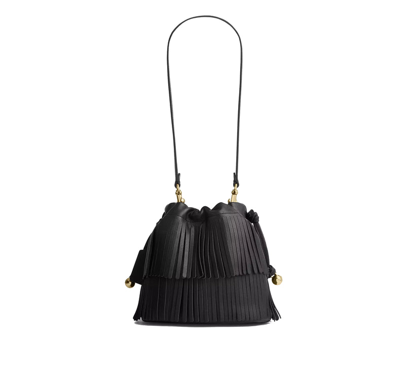 Coach Women's Faye Mini Drawstring Bag With Fringe Gold/Black