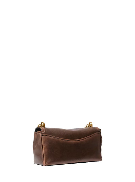 Michael Kors Women's Bryant Small Leather Convertible Shoulder Bag Chocolaate/Gold