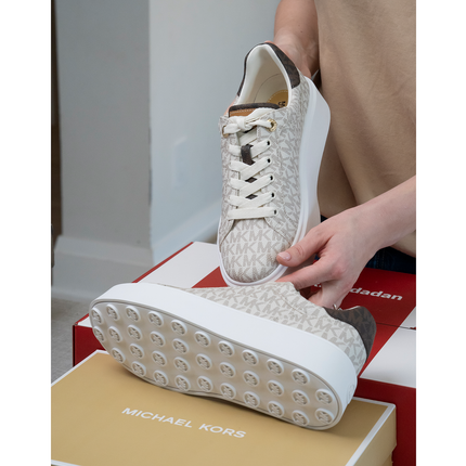 Michael Kors Women's Romey Two Tone Logo Platform Sneaker Vanilla