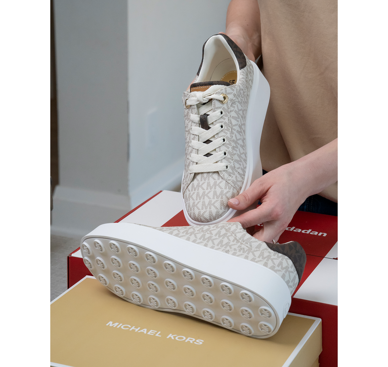 Michael Kors Women's Romey Two Tone Logo Platform Sneaker Vanilla