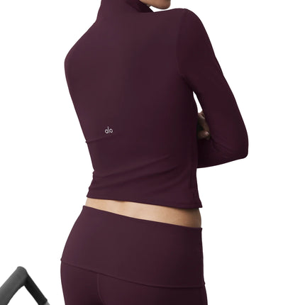 alo Women's ALO Softsculpt Precision 1/4 Zip Long Sleeve Rich Bordeaux