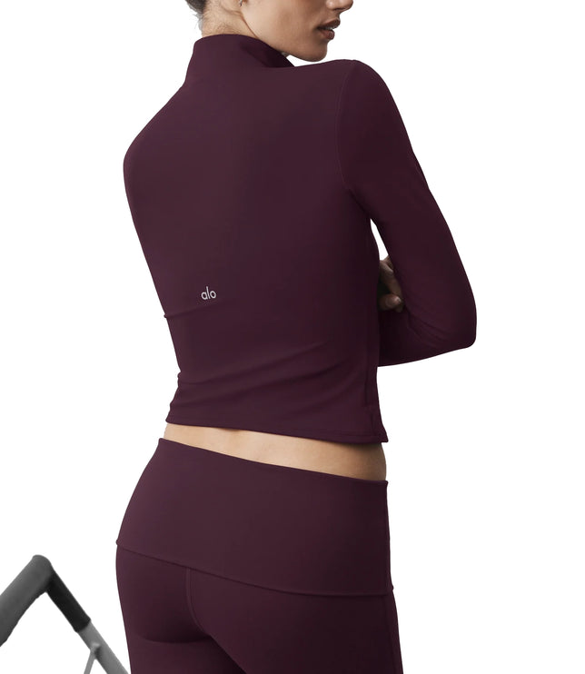 alo Women's ALO Softsculpt Precision 1/4 Zip Long Sleeve Rich Bordeaux