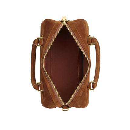 Coach Women's Rowan Satchel Bag Suede/Gold/Warm Brown