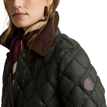 Polo Ralph Lauren Women's Corduroy-Trim Quilted Barn Jacket Litchfield Loden