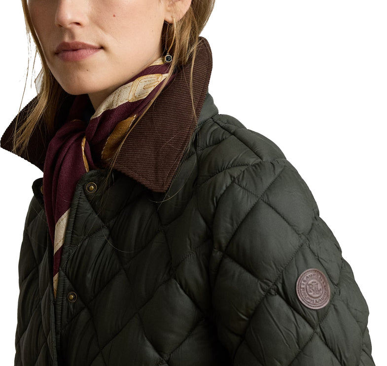 Polo Ralph Lauren Women's Corduroy-Trim Quilted Barn Jacket Litchfield Loden