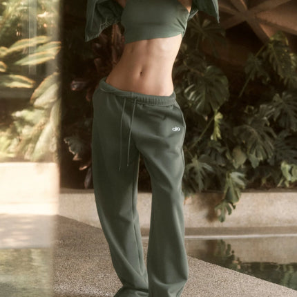 alo Women's Accolade Straight Leg Sweatpant Bamboo Green