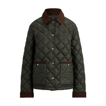 Polo Ralph Lauren Women's Corduroy-Trim Quilted Barn Jacket Litchfield Loden
