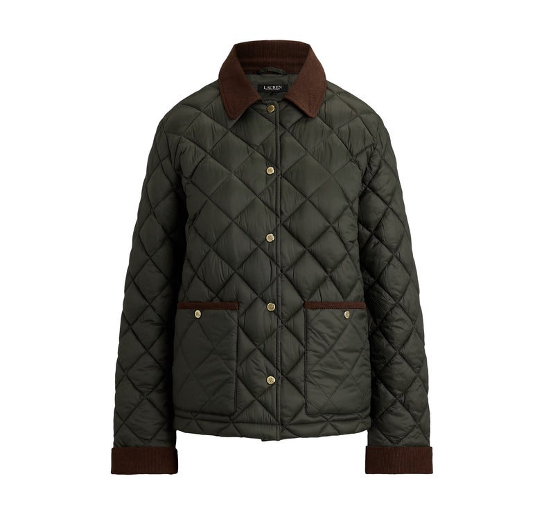 Polo Ralph Lauren Women's Corduroy-Trim Quilted Barn Jacket Litchfield Loden
