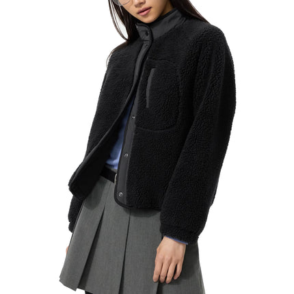 Uniqlo Women's Pile Lined Fleece Combination Jacket 09 Black