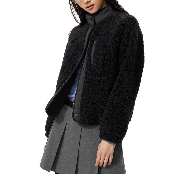 Uniqlo Women's Pile Lined Fleece Combination Jacket 09 Black