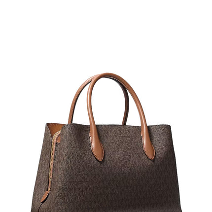 Michael Kors Women's Maya Medium Signature Logo Satchel Bag Brown/Gold