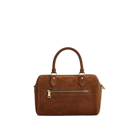 Coach Women's Rowan Satchel Bag Suede/Gold/Warm Brown
