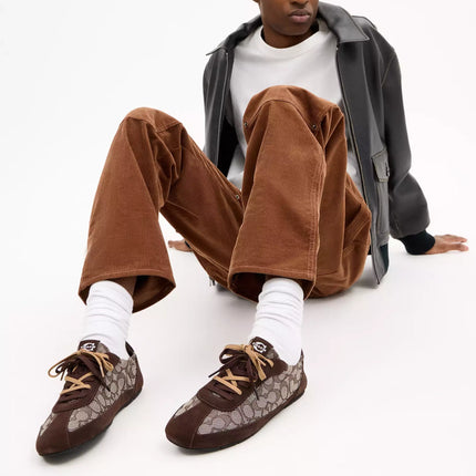 Coach Men's Soft Sneaker In Signature Jacquard Maple/Oak