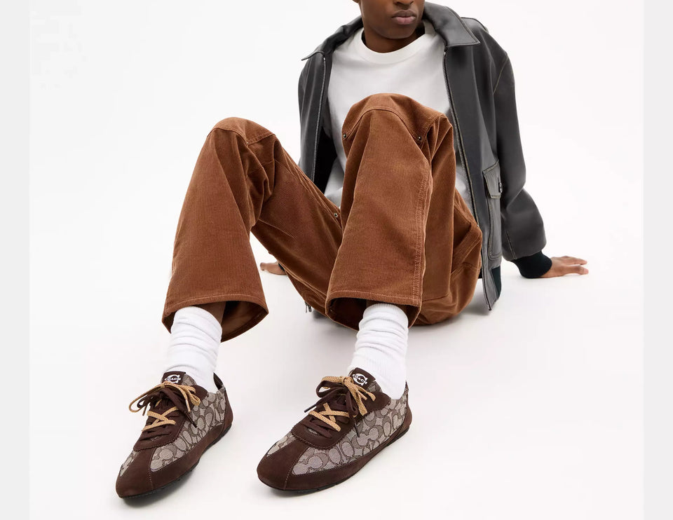 Coach Men's Soft Sneaker In Signature Jacquard Maple/Oak
