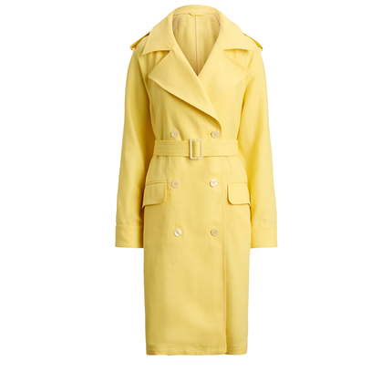 Polo Ralph Lauren Women's Double-Breasted Linen Trench Coat Lemon Sorbet