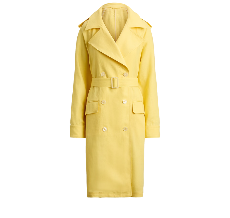 Polo Ralph Lauren Women's Double-Breasted Linen Trench Coat Lemon Sorbet