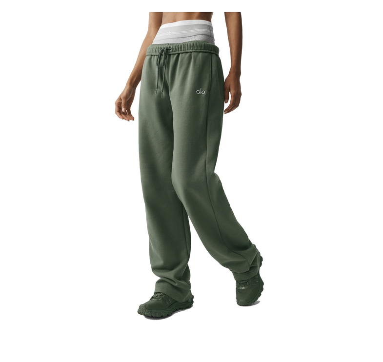 alo Women's Accolade Straight Leg Sweatpant Bamboo Green