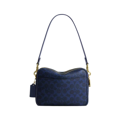 Coach Women's Carey Crossbody Bag In Signature Canvas Gold/Navy