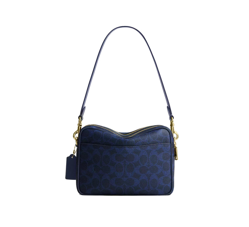 Coach Women's Carey Crossbody Bag In Signature Canvas Gold/Navy