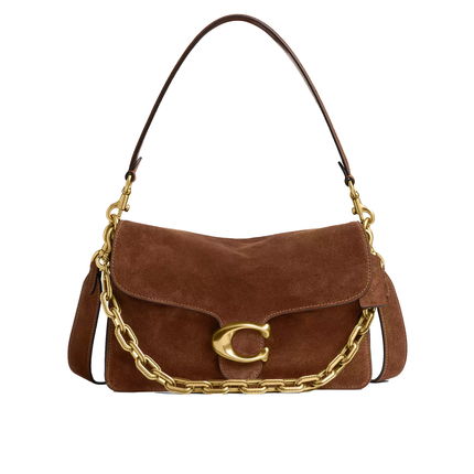 Coach Women's Chain Tabby Shoulder Bag Suede/Brass/Warm Brown