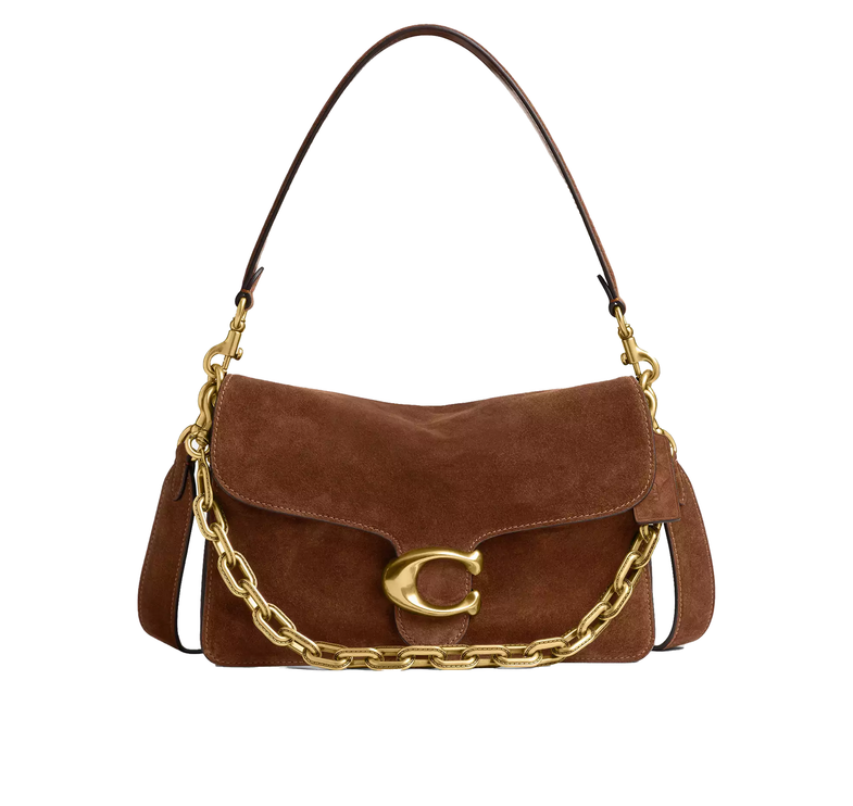 Coach Women's Chain Tabby Shoulder Bag Suede/Brass/Warm Brown