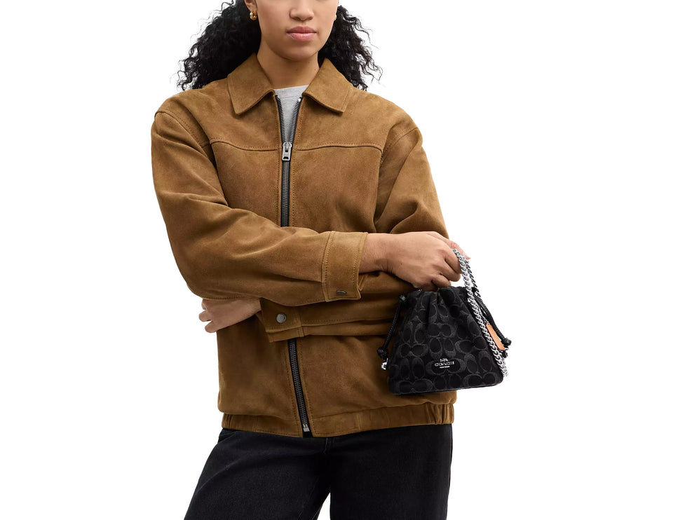 Coach Women's Faye Mini Drawstring Bag In Signature Denim Silver/Black