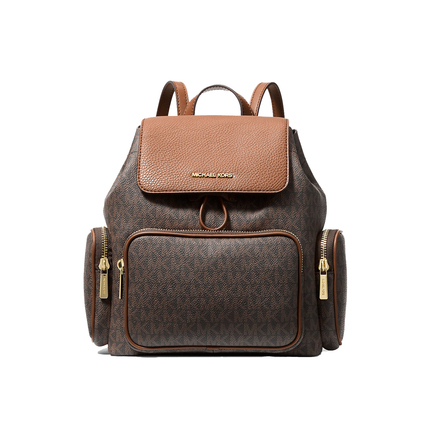 Michael Kors Women's Merritt Small Signature Logo Cargo Backpack Brown/Gold