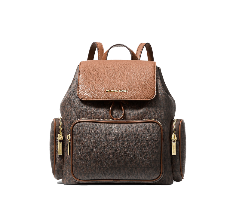 Michael Kors Women's Merritt Small Signature Logo Cargo Backpack Brown/Gold