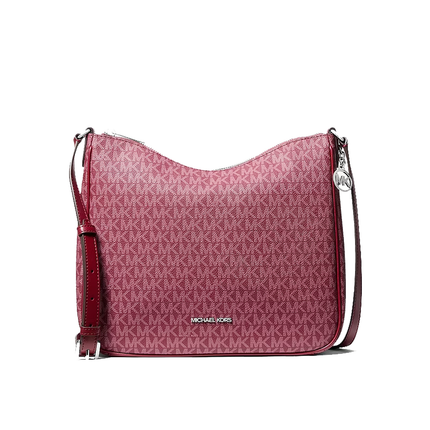 Michael Kors Women's Nayla Medium Signature Logo Messenger Bag Maroon