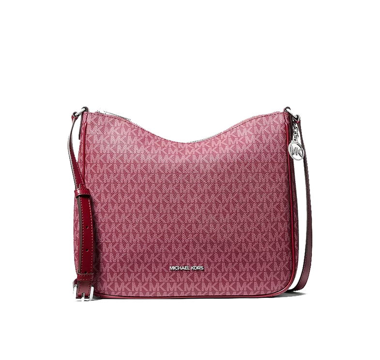 Michael Kors Women's Nayla Medium Signature Logo Messenger Bag Maroon