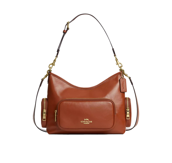 Coach Women's Laurel Shoulder Bag With Pockets Gold/Cinnamon