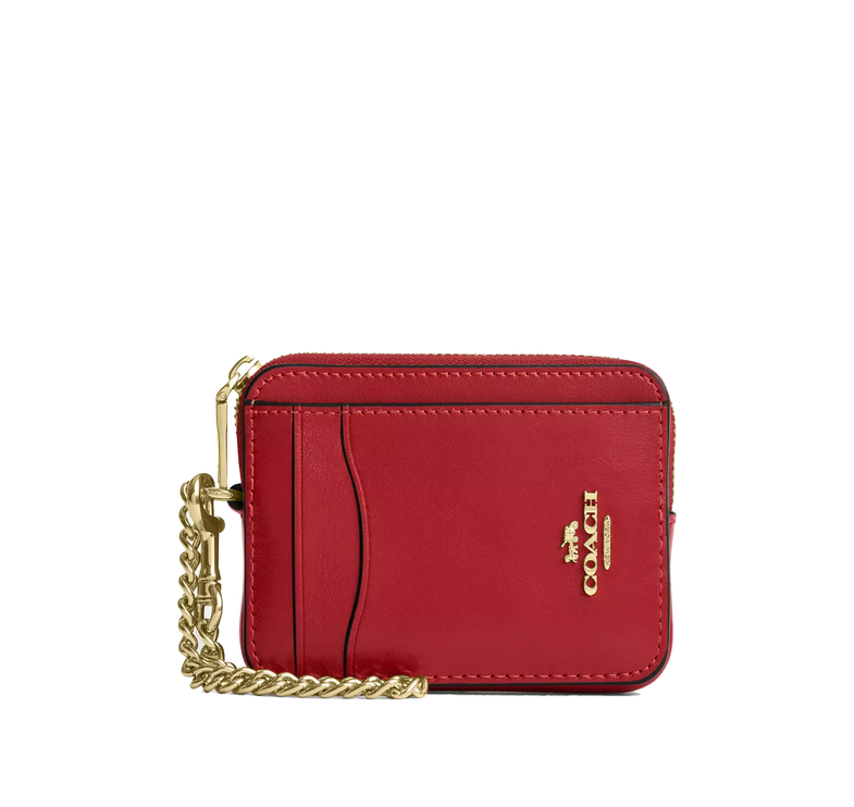 Coach Women's Zip Card Case Gold/Poppy