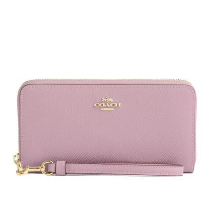 Coach Women's Long Zip Around Wallet Gold/Carnation