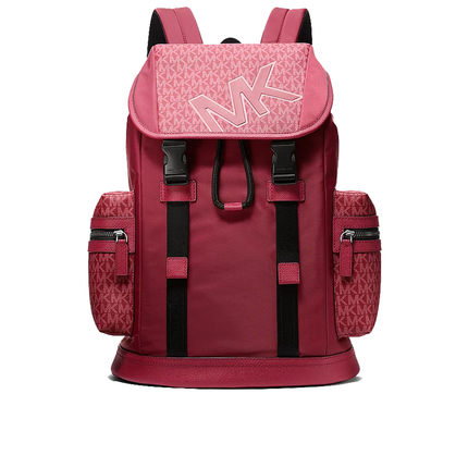 Michael Kors Unisex Cooper Signature Logo and Nylon Backpack Cherry
