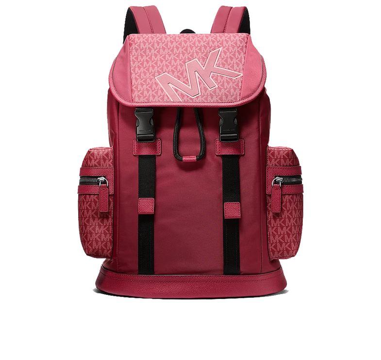 Michael Kors Unisex Cooper Signature Logo and Nylon Backpack Cherry