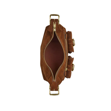 Coach Women's Allison Zip Top Shoulder Bag Suede/Gold/Warm Brown