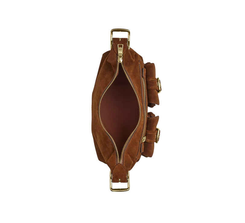 Coach Women's Allison Zip Top Shoulder Bag Suede/Gold/Warm Brown