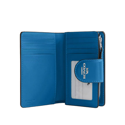 Coach Women's Medium Corner Zip Wallet Silver/Blue Jay
