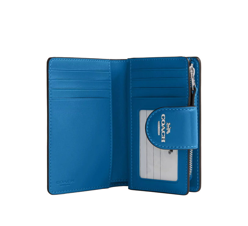Coach Women's Medium Corner Zip Wallet Silver/Blue Jay