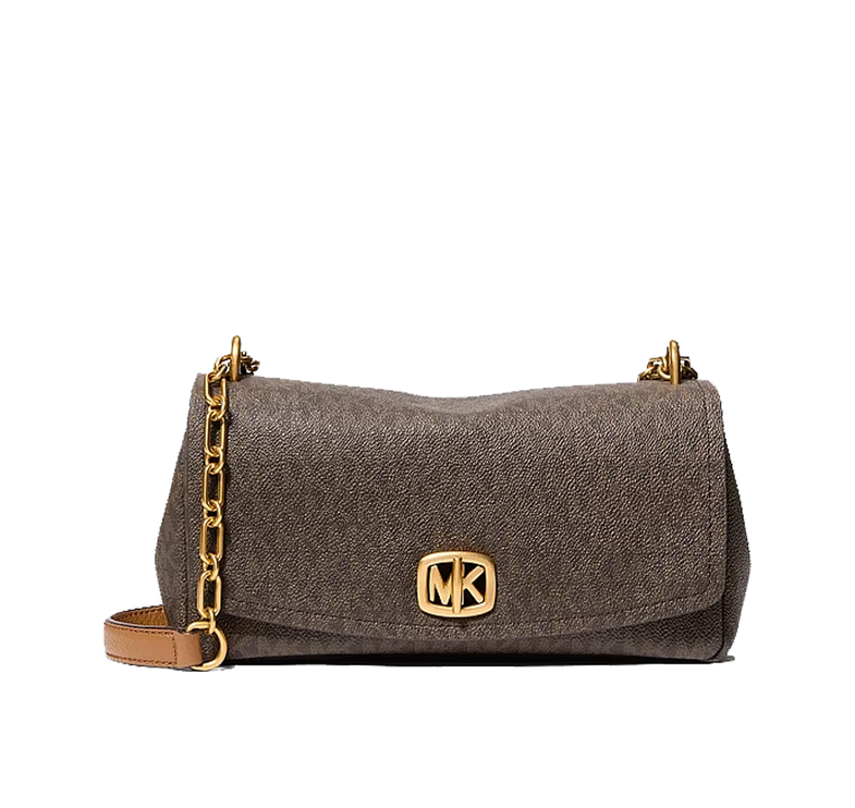 Michael Kors Women's Bryant Small Signature Logo Convertible Shoulder Bag Brown/Acorn/Gold