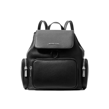Michael Kors Women's Merritt Small Pebbled Leather Cargo Backpack Black/Silver