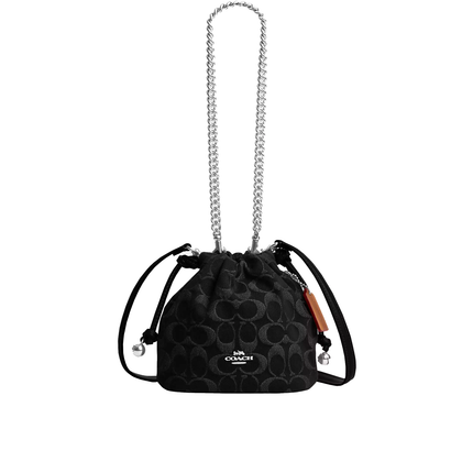 Coach Women's Faye Mini Drawstring Bag In Signature Denim Silver/Black