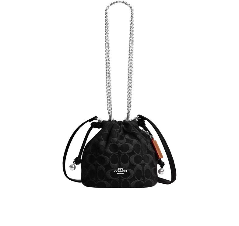Coach Women's Faye Mini Drawstring Bag In Signature Denim Silver/Black