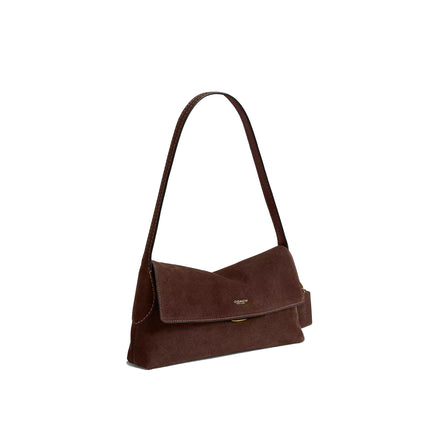 Coach Women's Chelsea Shoulder Bag 26 Suede/Brass/Dark Chocolate