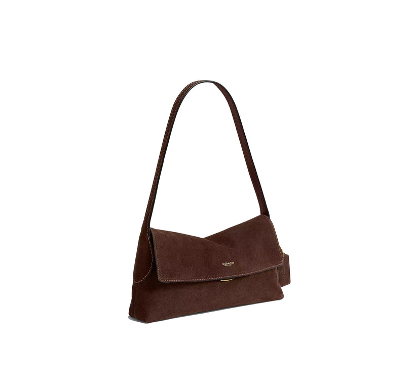 Coach Women's Chelsea Shoulder Bag 26 Suede/Brass/Dark Chocolate