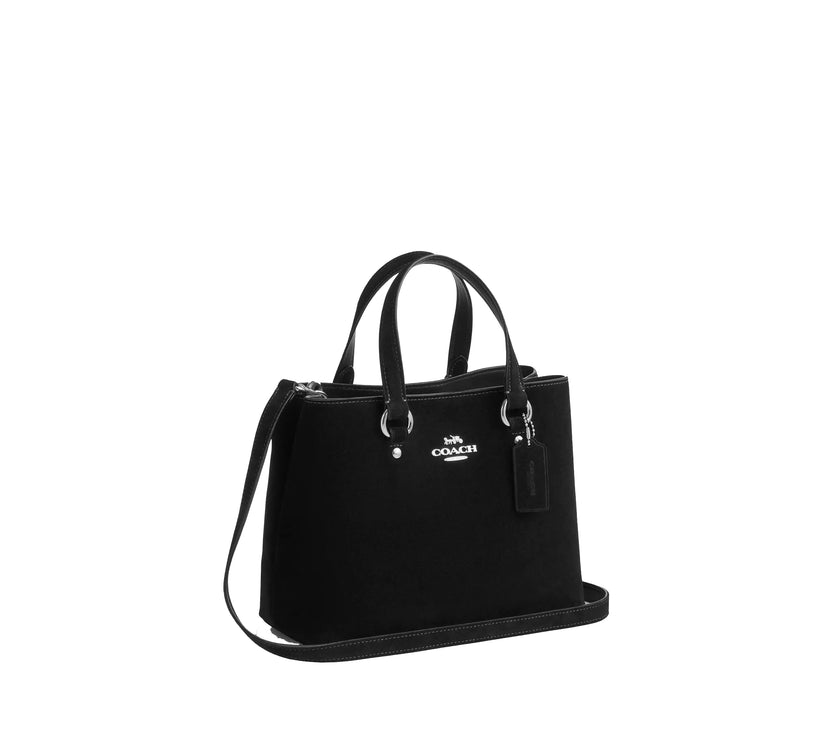 Coach Women's Station Carryall Bag Suede/Silver/Black
