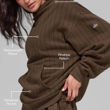 alo Women's Pinstripe Hoodie Espresso Pinstripe
